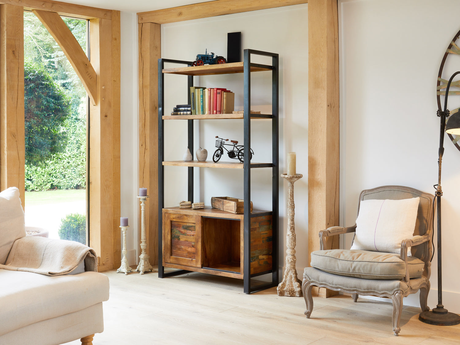 Shoreditch Open Bookcase With Storage Cupboard - The Orchard Home and Gifts